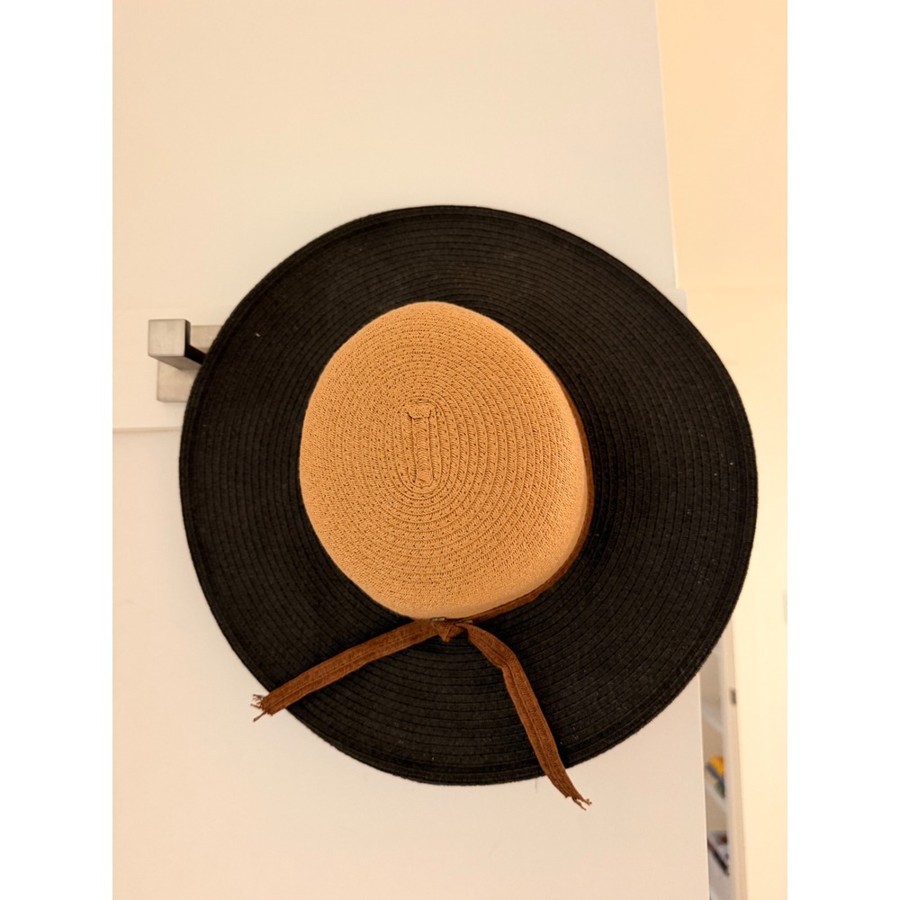 Kooringal Wide Brim Sun‎ Hat Women OSFM Tan Black Excellent Woven Straw Ribbon